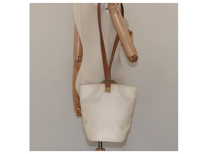 Céline CELINE Macadam Canvas Schultertasche aus PVC-Leder Weiß Auth 117579 - Ansicht 23