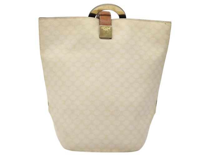 Céline CELINE Macadam Canvas Schultertasche aus PVC-Leder Weiß Auth 117579 - Ansicht 3