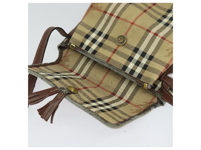 Autre Marque Burberrys Nova Check Schultertasche PVC Beige Braun Gold Auth BD1678 Golden - Ansicht 15
