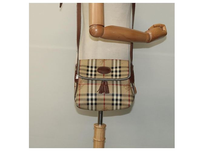 Autre Marque Burberrys Nova Check Schultertasche PVC Beige Braun Gold Auth BD1678 Golden - Ansicht 20