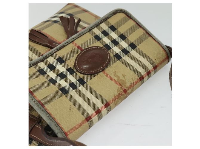 Autre Marque Burberrys Nova Check Schultertasche PVC Beige Braun Gold Auth BD1678 Golden - Ansicht 6