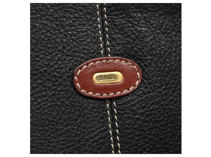 Borsa a spalla in pelle nera Auth BA1179 di BALLY Nero - vista 14
