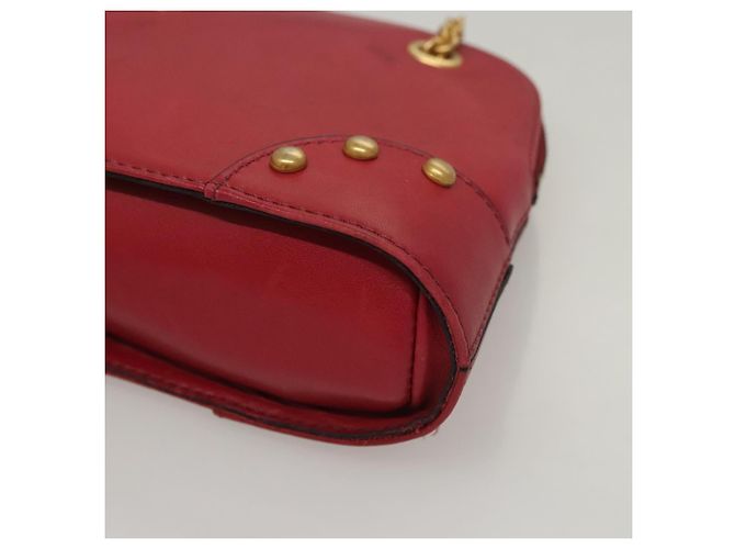Céline Borsa a spalla con catena CELINE in pelle rossa e oro Auth 118372 Rosso D'oro - vista 10