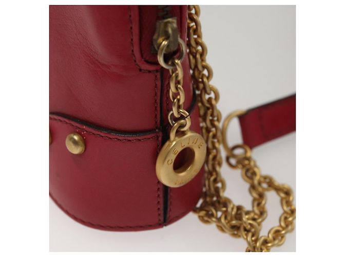 Céline Borsa a spalla con catena CELINE in pelle rossa e oro Auth 118372 Rosso D'oro - vista 13
