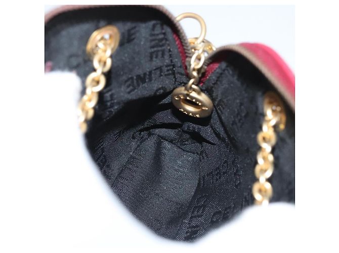 Céline Borsa a spalla con catena CELINE in pelle rossa e oro Auth 118372 Rosso D'oro - vista 16