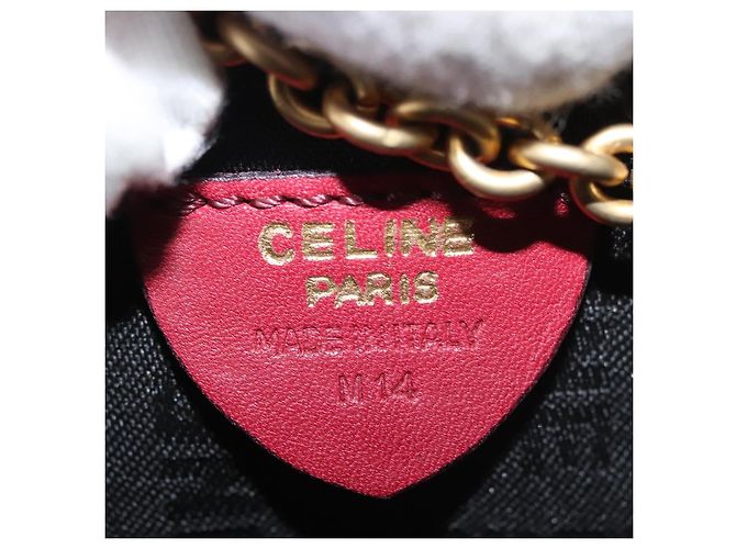 Céline Borsa a spalla con catena CELINE in pelle rossa e oro Auth 118372 Rosso D'oro - vista 18