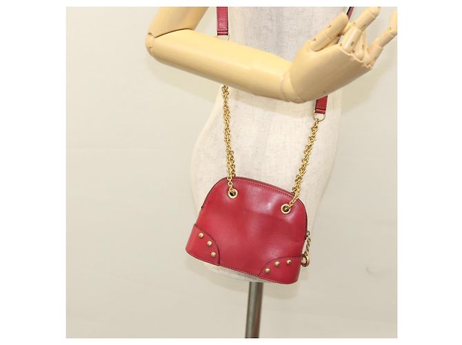 Céline Borsa a spalla con catena CELINE in pelle rossa e oro Auth 118372 Rosso D'oro - vista 19
