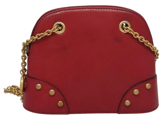 Céline Borsa a spalla con catena CELINE in pelle rossa e oro Auth 118372 Rosso D'oro - vista 2