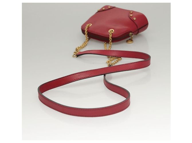 Céline Borsa a spalla con catena CELINE in pelle rossa e oro Auth 118372 Rosso D'oro - vista 6