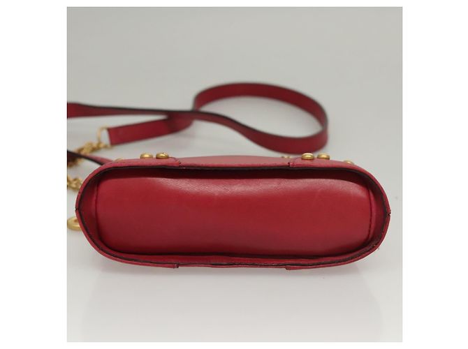 Céline Borsa a spalla con catena CELINE in pelle rossa e oro Auth 118372 Rosso D'oro - vista 8