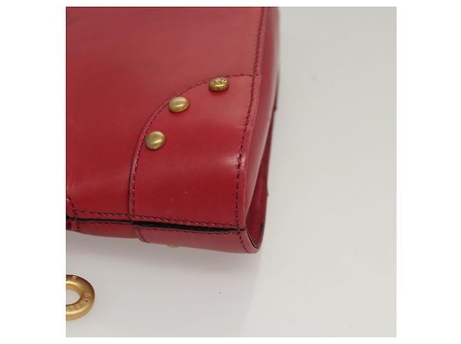 Céline Borsa a spalla con catena CELINE in pelle rossa e oro Auth 118372 Rosso D'oro - vista 9