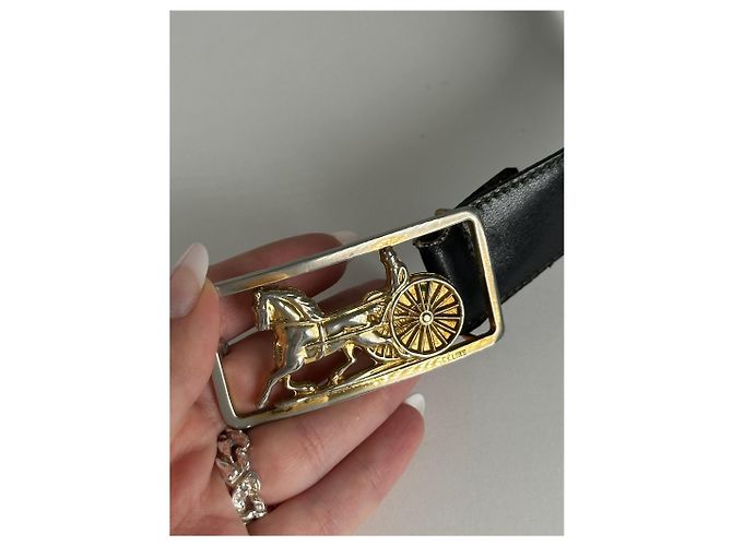 Céline Vintage Celine Paris Ledergürtel schwarz - Ansicht 10