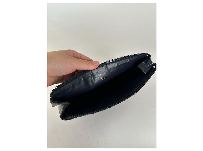 Céline Clutch in pelle Monogram Macadam vintage di Celine Paris Nero - vista 3