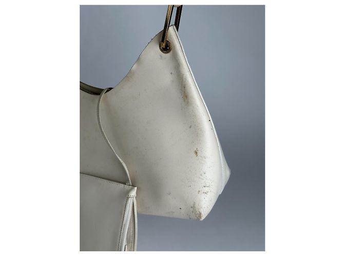 Bamboo Vintage Gucci Lederhandtasche mit Bambus in Weiß - Ansicht 11
