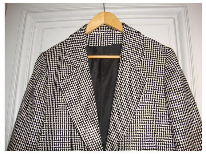 Autre Marque Houndstooth Wool Blazer Black and White Multiple colors - view 4