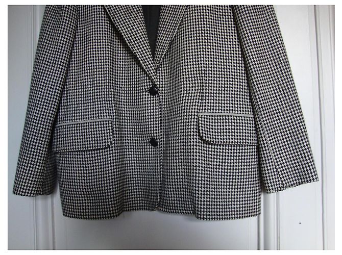 Autre Marque Houndstooth Wool Blazer Black and White Multiple colors - view 5