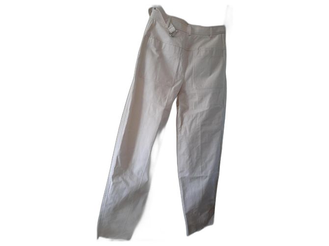 Hermès Baumwollhose Farbe Eggshell Größe 38 Aus weiß - Ansicht 2