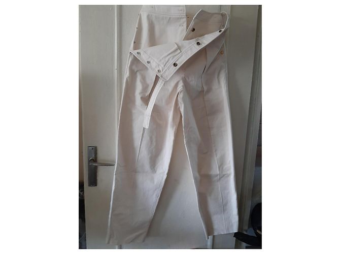 Hermès Baumwollhose Farbe Eggshell Größe 38 Aus weiß - Ansicht 6