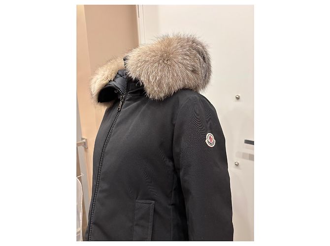 Giacca Moncler Blavet Nera con Pelliccia di Volpe Nero - vista 2