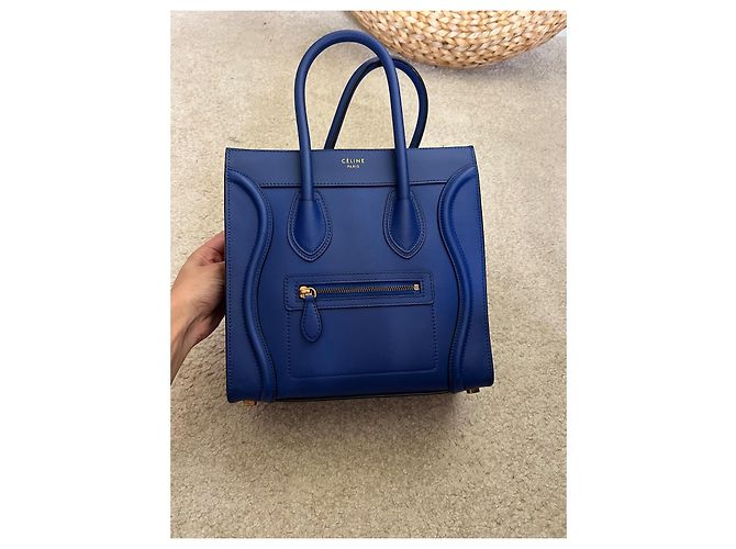 Borsa Céline Micro Luggage Blu in Pelle - vista 2