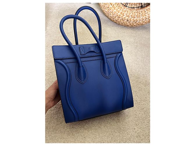 Borsa Céline Micro Luggage Blu in Pelle - vista 3