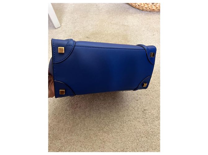 Borsa Céline Micro Luggage Blu in Pelle - vista 4