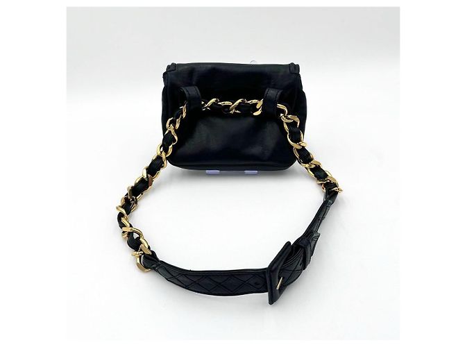 Chanel Mini Gürteltasche Schwarz Leder - Ansicht 5