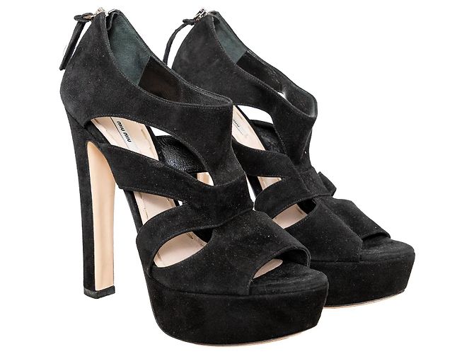 Sandali con tacco e cinturini Miu Miu Nero - vista 2