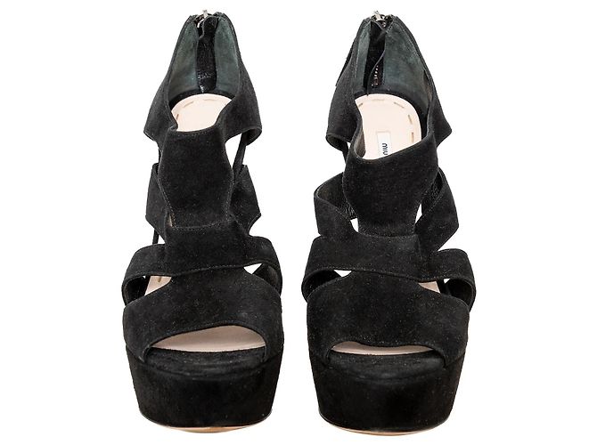 Sandali con tacco e cinturini Miu Miu Nero - vista 3