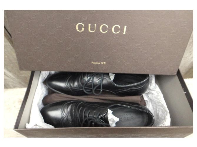 Gucci Richelieu scarpe stringate in pelle nera Nero - vista 2