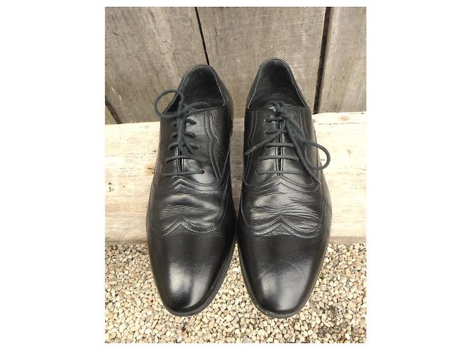 Gucci Richelieu scarpe stringate in pelle nera Nero - vista 3