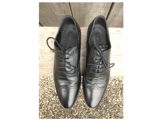 Gucci Richelieu scarpe stringate in pelle nera Nero - vista 4