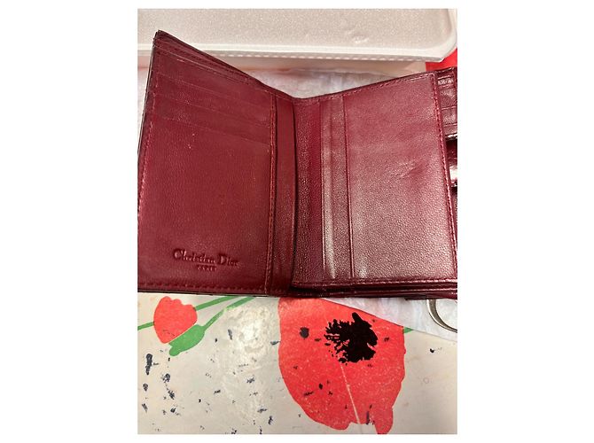 Dior Lady Dior Geldbörse Dunkelrot Lackleder Bordeaux - Ansicht 5