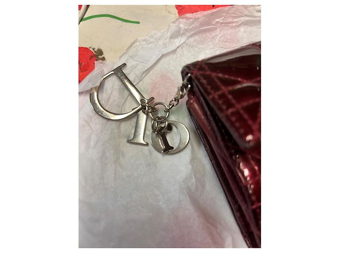 Dior Lady Dior Geldbörse Dunkelrot Lackleder Bordeaux - Ansicht 8