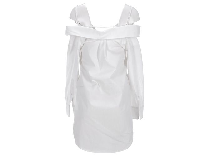 Alexander Wang.T Mini-Hemdkleid mit kalten Schultern aus weißer Baumwolle - Ansicht 3