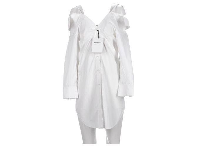 Alexander Wang.T Mini-Hemdkleid mit kalten Schultern aus weißer Baumwolle - Ansicht 7
