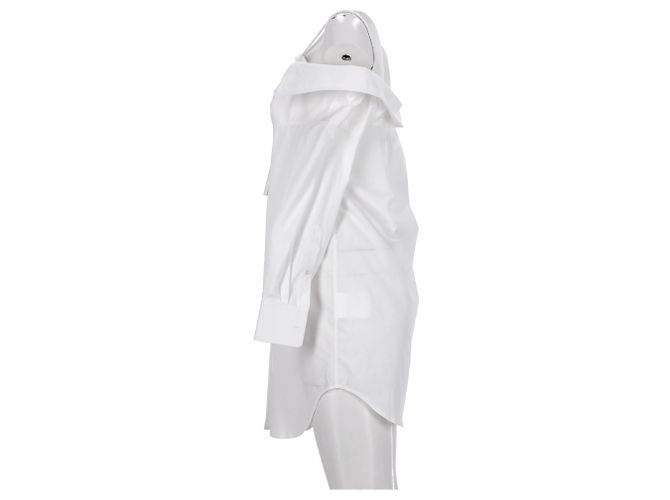 Alexander Wang.T Mini-Hemdkleid mit kalten Schultern aus weißer Baumwolle - Ansicht 8