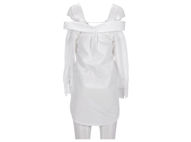Alexander Wang.T Mini-Hemdkleid mit kalten Schultern aus weißer Baumwolle - Ansicht 9