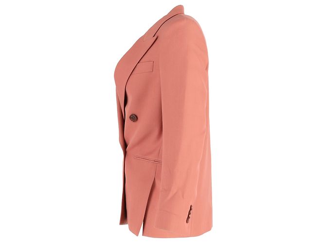 Acne Studios Double-Breasted Blazer in Coral Wool Orange - view 2