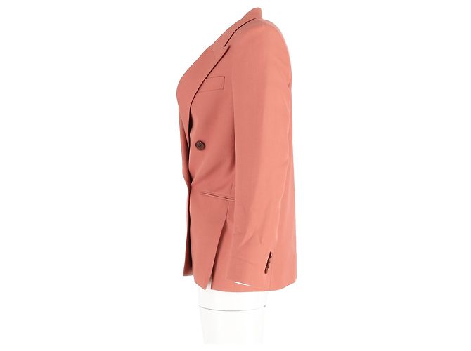 Acne Studios Double-Breasted Blazer in Coral Wool Orange - view 5