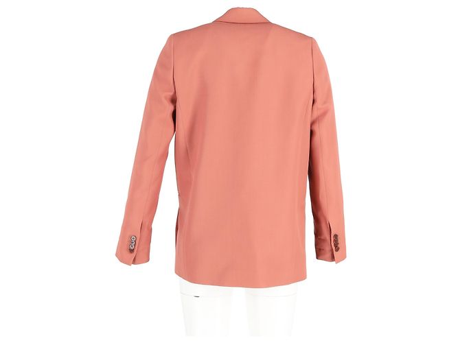 Acne Studios Double-Breasted Blazer in Coral Wool Orange - view 6