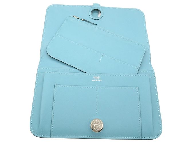Hermès Portafoglio bifold in pelle GM Dogon Hermes Blu - vista 6