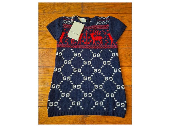 Bedrucktes Kleid, aus Wolle, Größe 12/18 Monate, GUCCI, Neu - Ansicht 3