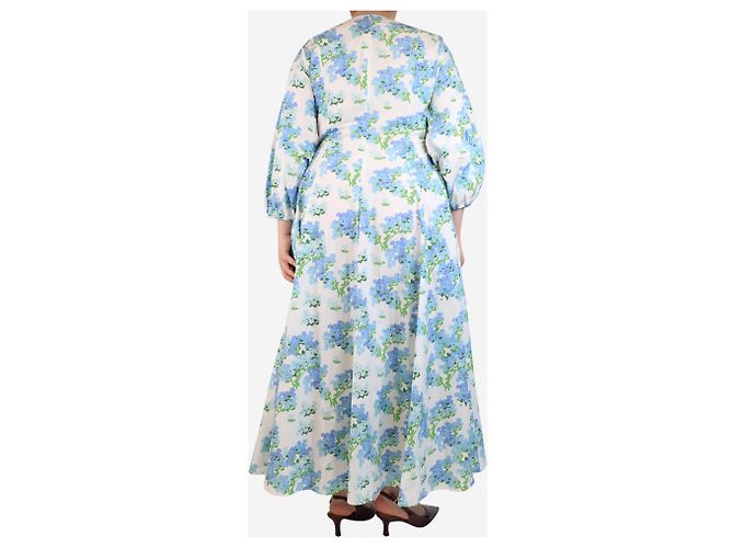 Autre Marque Maxikleid mit weiß-blauem Blumenmuster - Größe UK 14 - Ansicht 2