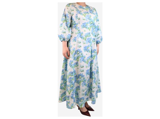 Autre Marque Maxikleid mit weiß-blauem Blumenmuster - Größe UK 14 - Ansicht 3