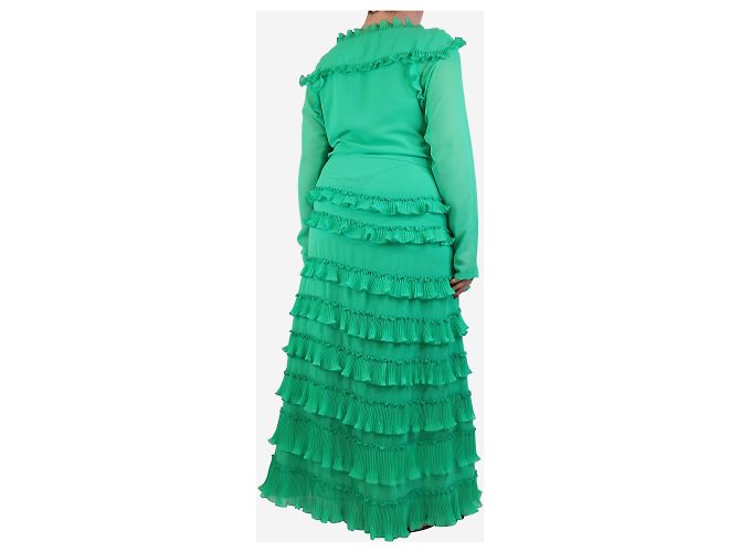 Autre Marque Abito maxi verde a balze - taglia UK 12 - vista 2