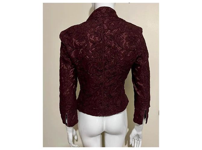 Marc Cain Chaqueta de estilo biker de encaje en burdeos - vista 7