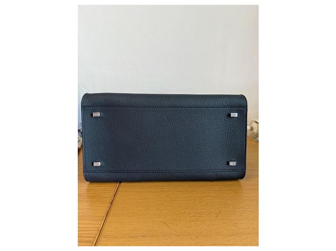 The Row Margaux 12 Handbag Dark Blue Leather - view 5