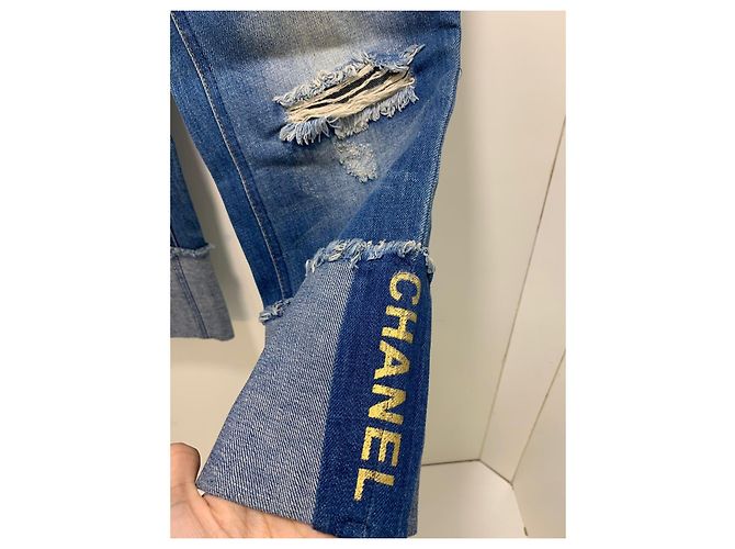 Jeans boyfriend de denim Chanel azul - vista 3