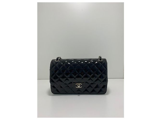 Borsa Chanel Timeless Jumbo Double Flap in pelle verniciata nera Nero - vista 2
